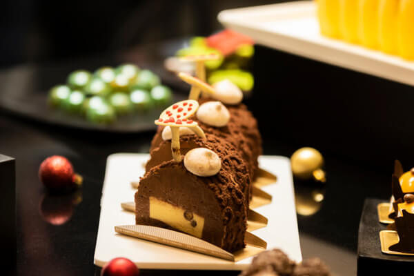 Christmas Menu - chocolate and passion fruit yule log